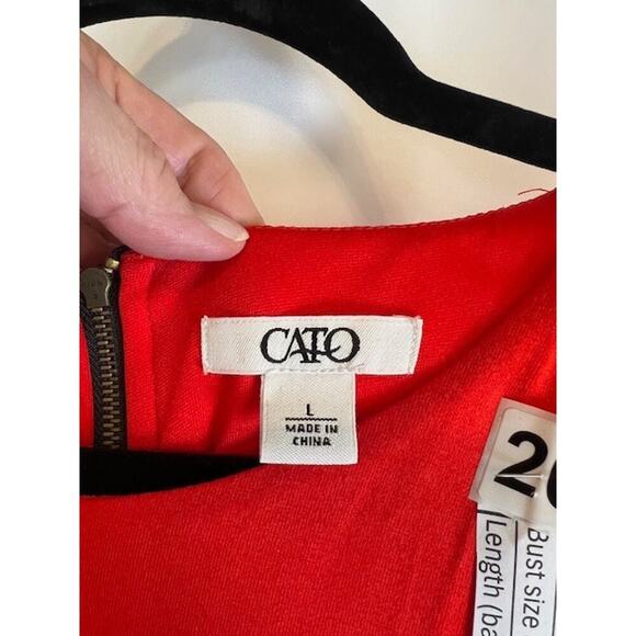 Cato Dress Large Zipper Round Neck Sleeveless Solid Red - Picture 5 of 6